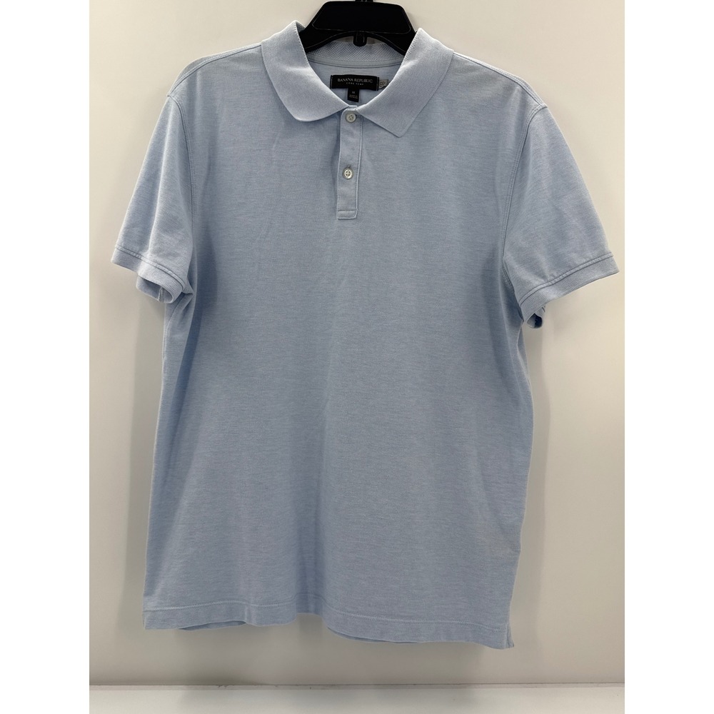 Banana Republic Core Temp Polo Shirt Mens Medium Light Blue Short Sleeve Pique